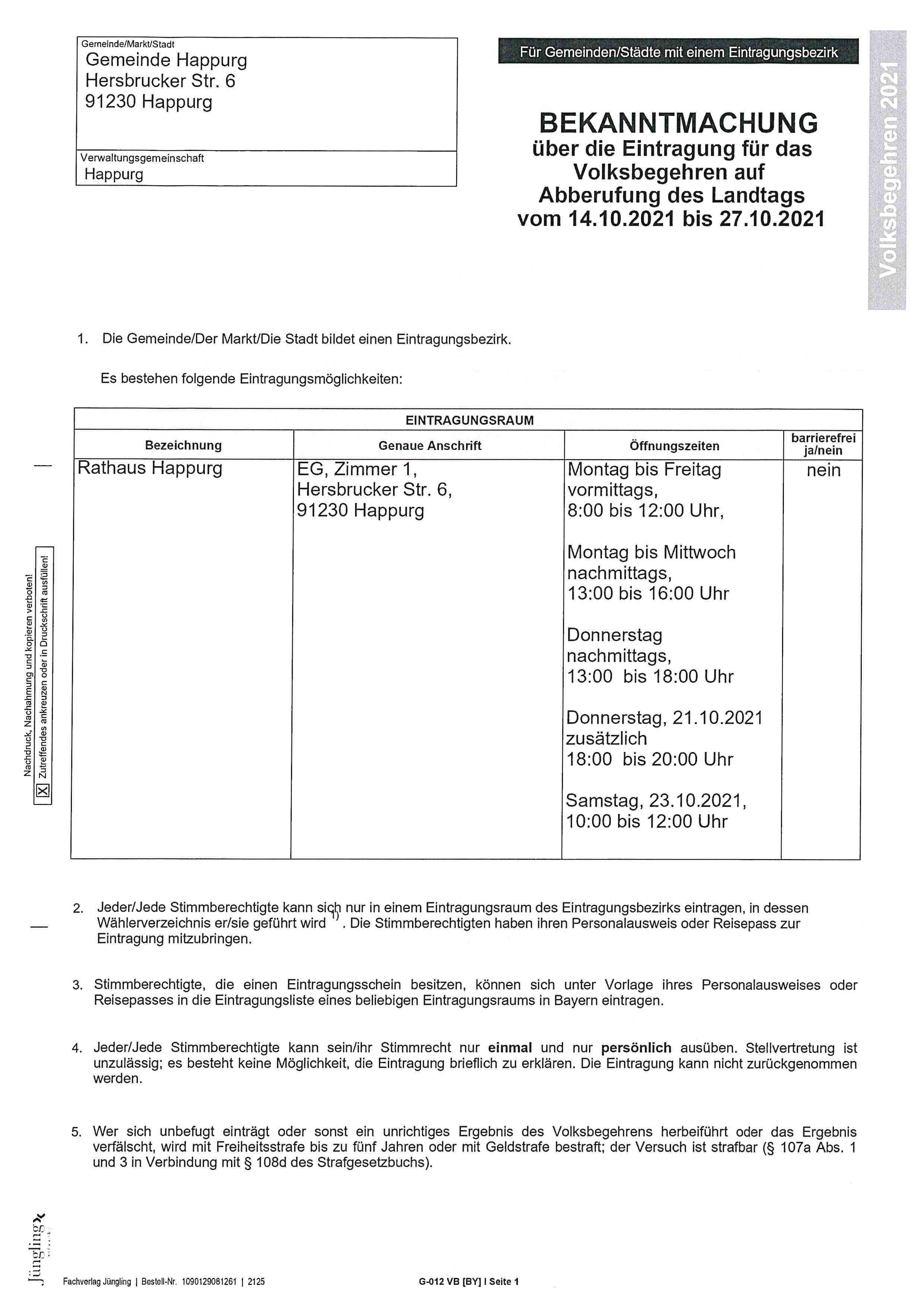 Bekanntmachung Abberufung Landtag Happurg Seite 1